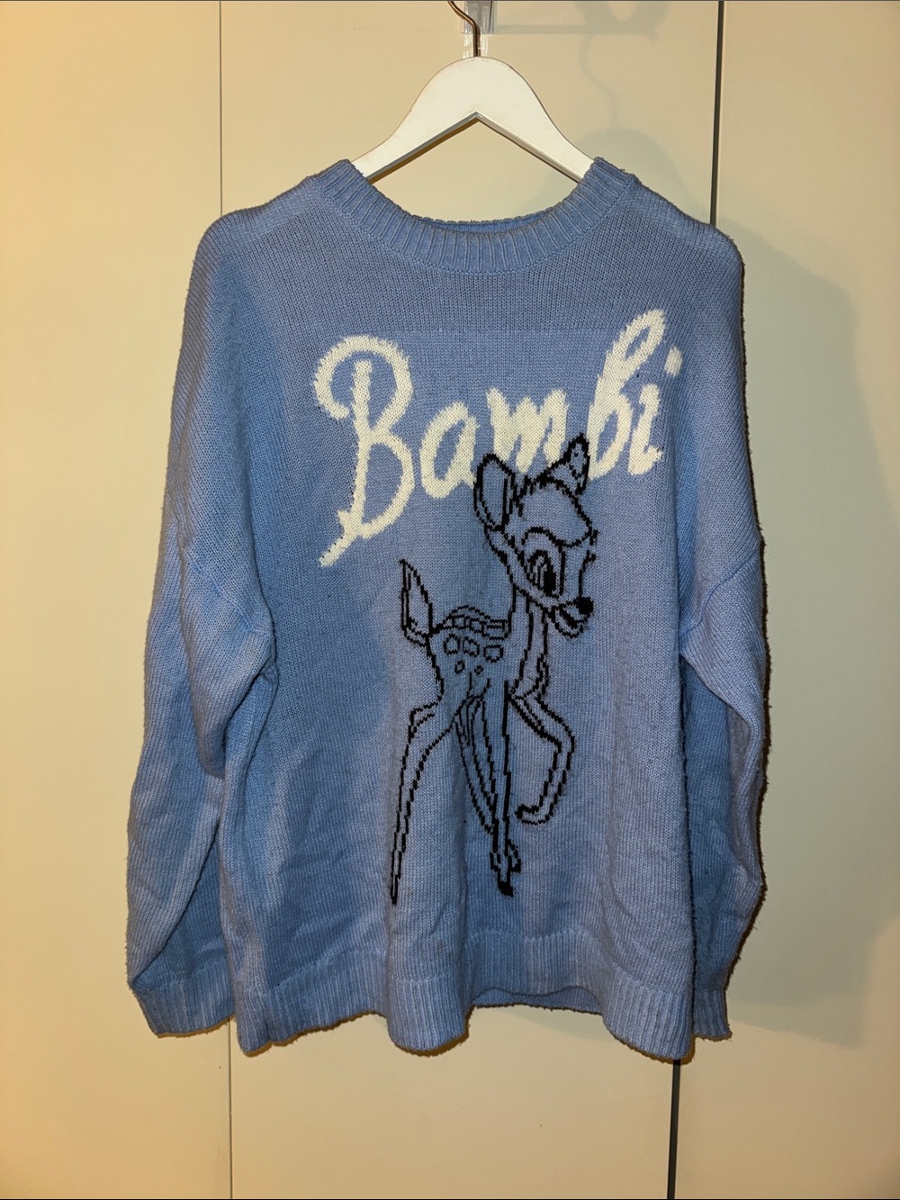 Disney Bambi Crewneck Sweater in Light Blue and White